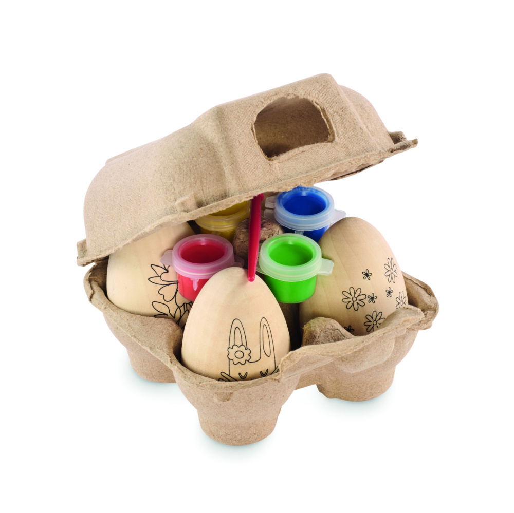 Logo trade promotional merchandise photo of: Wooden eggs painting set