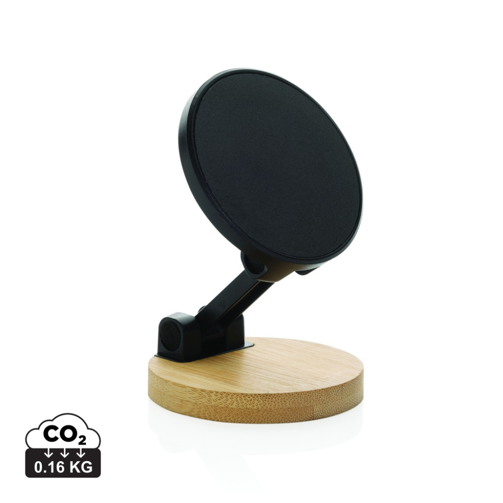 Logo trade business gift photo of: Magmount RCS recycled plastic and bamboo phone stand