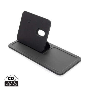 Logo trade promotional items image of: Swiss Peak 3 in 1 RCS recycled PU wireless charger desk tray