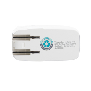 Logotrade promotional merchandise image of: TravelCharge Pro RCS rplastic travel charger with USB C