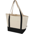 Sam 320 g/m² GRS recycled cotton tote bag, Solid black / Natural