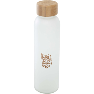 Logo trade business gifts image of: Lume 500 ml matte soda lime glass bottle with bamboo lid