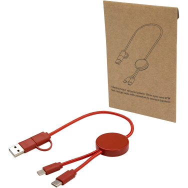 Logo trade promotional merchandise image of: Citala 5-in-1 recycled plastic 30 cm data sync and 27W fast charge cable