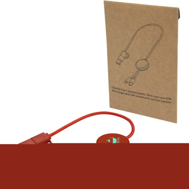Logo trade business gifts image of: Citala 5-in-1 recycled plastic 30 cm data sync and 27W fast charge cable