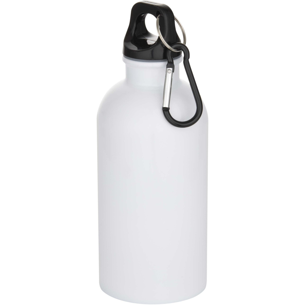Logo trade promotional products image of: Oregon 400 ml sublimation RCS recycled single wall stainless steel water bottle with carabiner