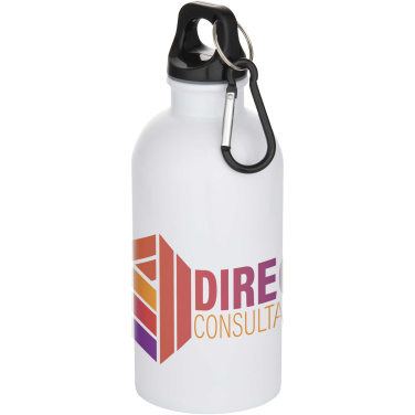 Logo trade advertising product photo of: Oregon 400 ml sublimation RCS recycled single wall stainless steel water bottle with carabiner