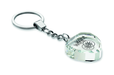 Logo trade business gift photo of: Glass heart award key ring