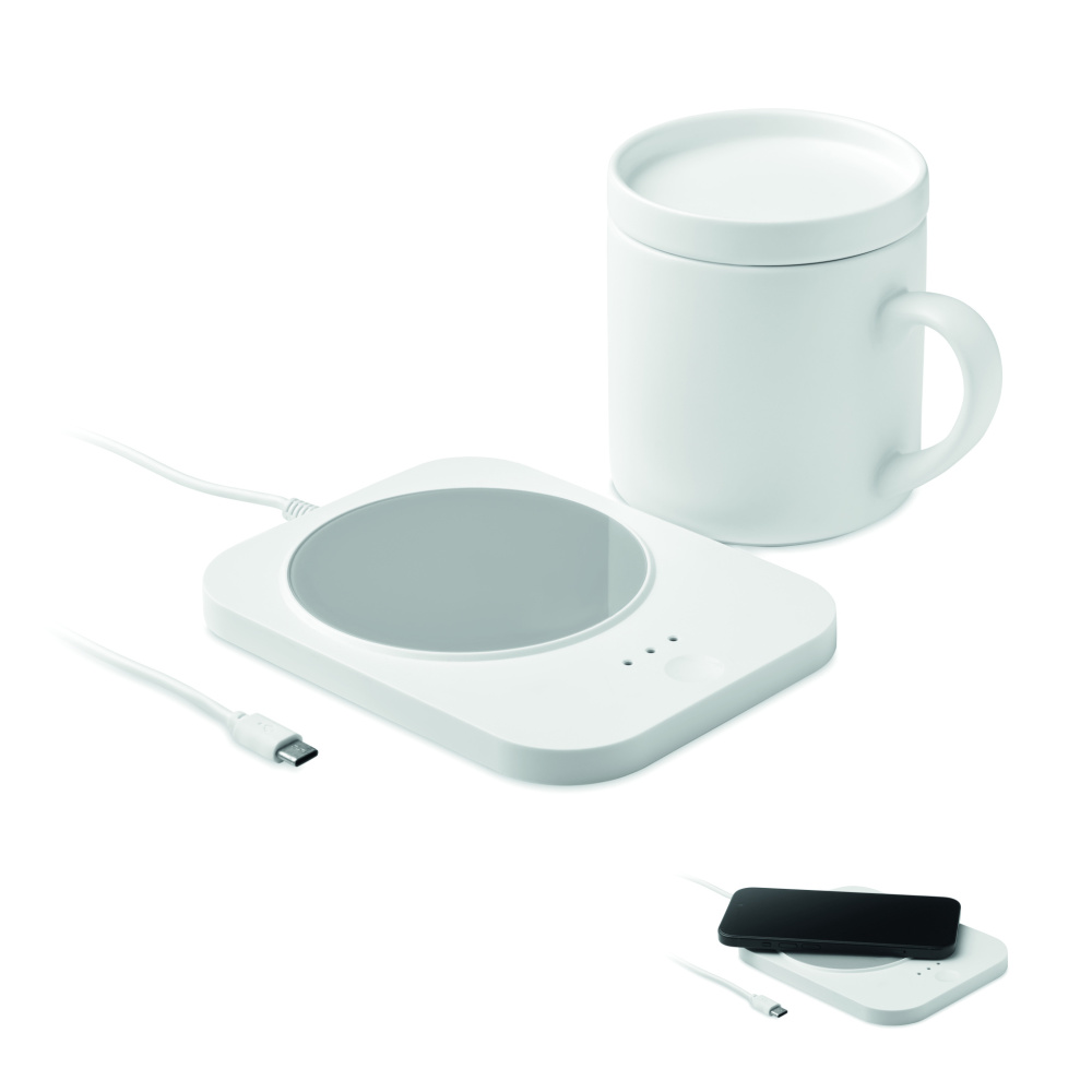 Logotrade promotional gifts photo of: Wireless charger mug warmer set