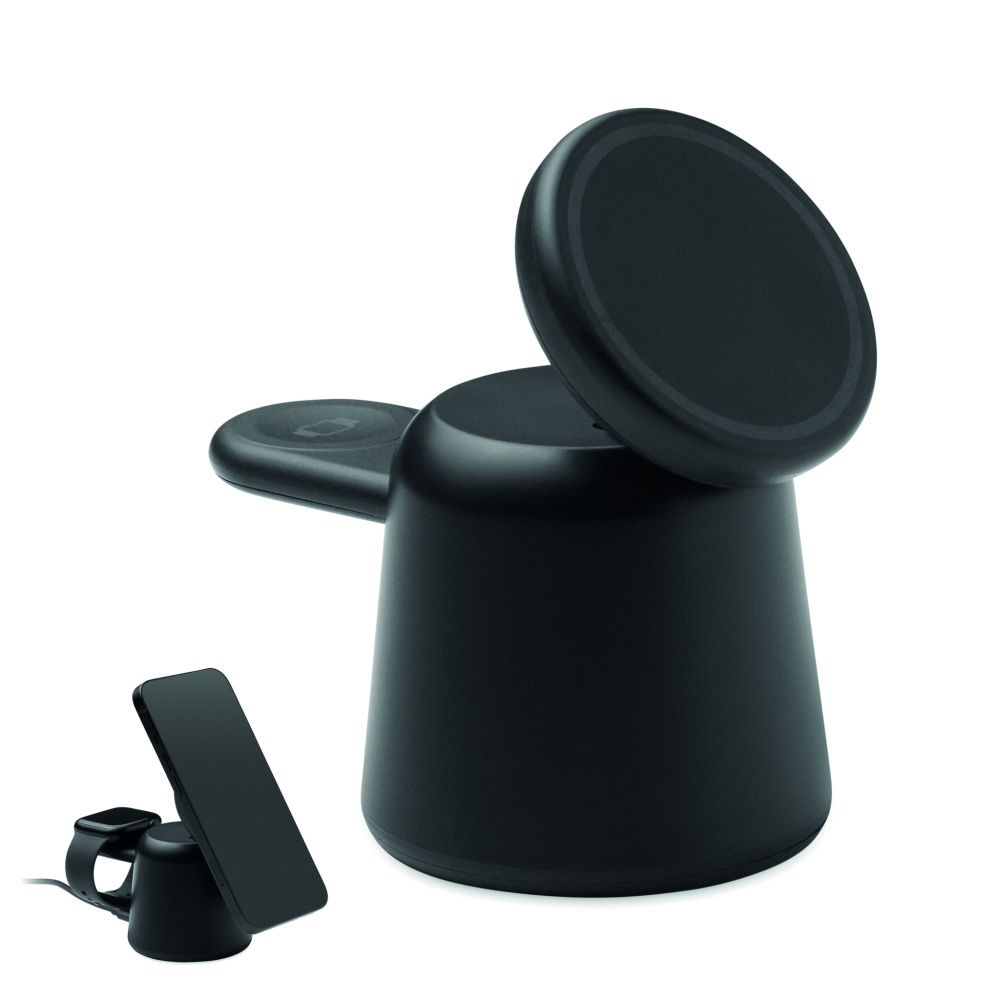 Logo trade business gifts image of: 3 in 1 wireless charger 15W