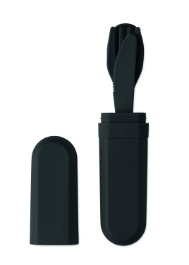 Logo trade promotional giveaways image of: Cutlery set and case in PLA