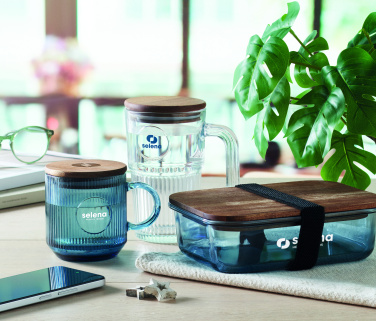 Logo trade promotional product photo of: Ribbed glass mug 300ml