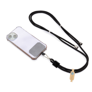 Logo trade corporate gifts image of: CarryLoop RCS recycled PET adjustable phone holder lanyard