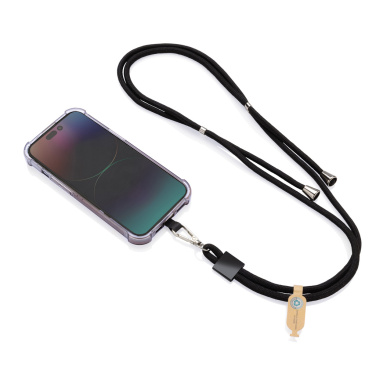 Logo trade promotional merchandise image of: CarryLoop RCS recycled PET adjustable phone holder lanyard