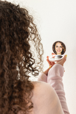 Logo trade promotional items picture of: Lumora RCS recycled plastic LED re-chargeable make-up mirror