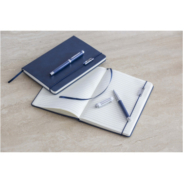 Logo trade promotional giveaways picture of: Legato Elegance A5 hard cover notebook and rollerball pen set