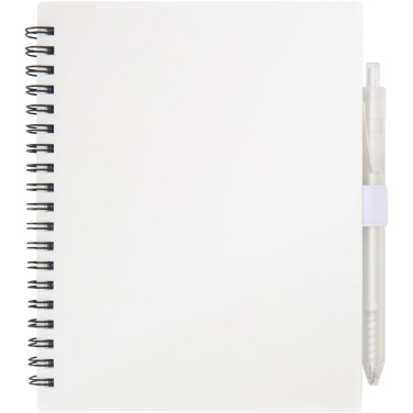 Logotrade promotional gift image of: Niove recycled plastic soft cover notebook and ballpoint pen set (blue ink)