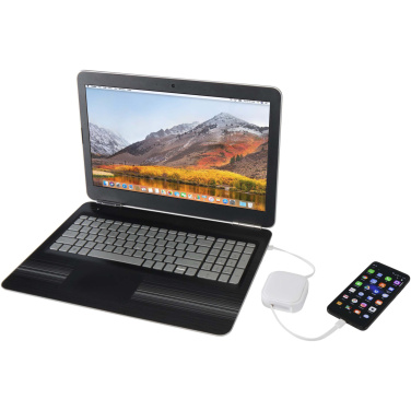 Logo trade promotional gifts image of: Gloas 5-in-1 recycled retractable data sync and 100W fast charge cable with smartphone tool kit