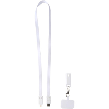 Logo trade promotional items picture of: Franz recycled plastic smartphone lanyard with built-in data sync and 65W fast charge 5-in-1 cable