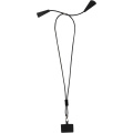 Funi recycled plastic smartphone lanyard with built-in data sync and 100W fast charge 5-in-1 cable, Solid black