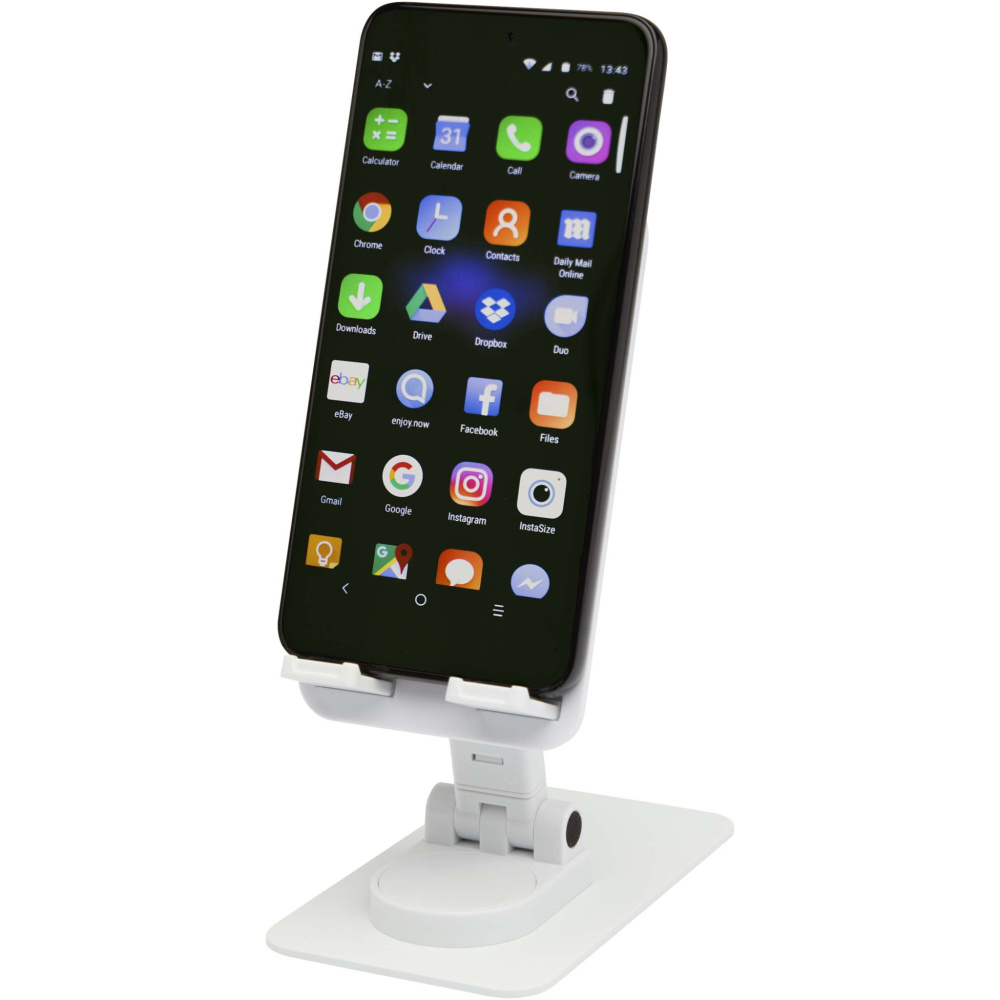 Logo trade promotional giveaways picture of: Alhena recycled plastic foldeable phone holder with metal desk stand