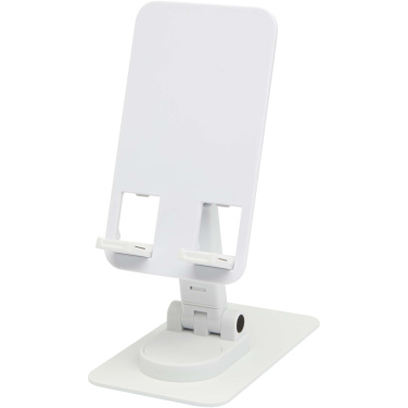 Logo trade promotional item photo of: Alhena recycled plastic foldeable phone holder with metal desk stand