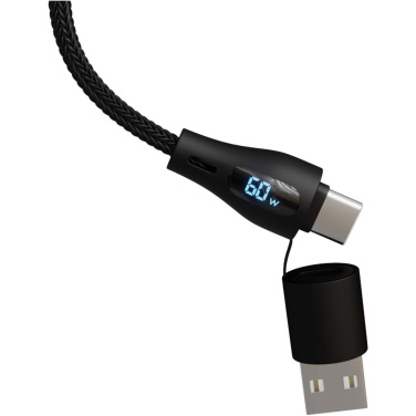 Logo trade promotional merchandise image of: SCX.design C51 60W 5-in-1 rPET fast charging cable with display
