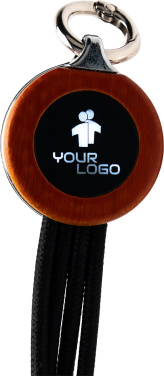 Logo trade promotional products image of: 4-in-1 cable with elighted logo in a wooden casing