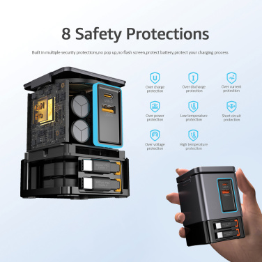 Logo trade promotional item photo of: Urban Vitamin Sacramento 105W GAN charger+retractable cables