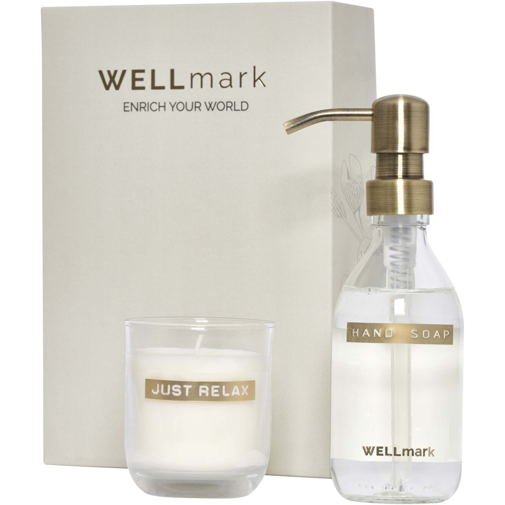 Logotrade business gift image of: Wellmark Discovery 250 ml hand soap dispenser and 150 g scented candle set