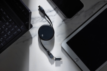 Logo trade corporate gift photo of: Terra RCS recycled aluminium retractable 240W 2-in-1 cable