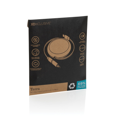 Logo trade promotional gifts image of: Terra RCS recycled aluminium retractable 240W 2-in-1 cable