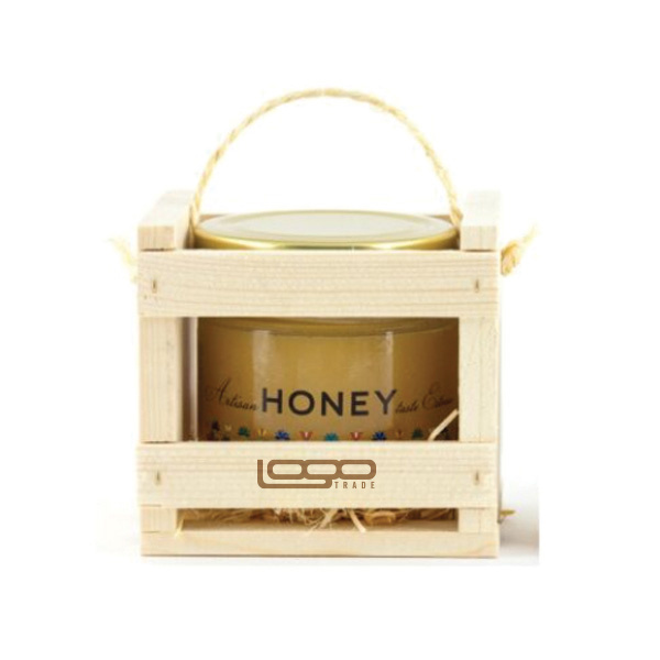 Logotrade promotional merchandise picture of: ##Flower honey in a wooden box, 300 ml with custom design