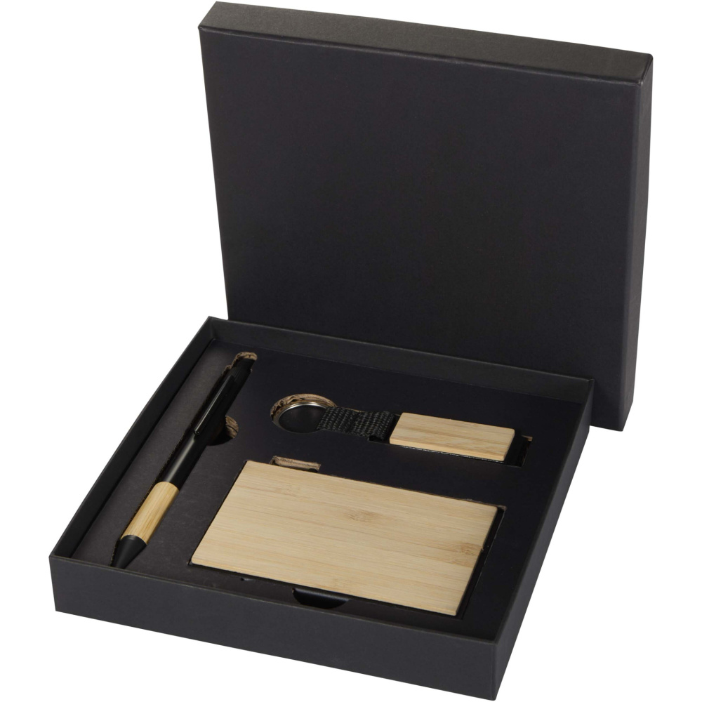 Logo trade promotional items picture of: Minka RCS recycled aluminium ballpoint pen, keychain and RFID card holder gift set