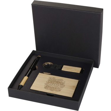 Logo trade promotional gifts image of: Minka RCS recycled aluminium ballpoint pen, keychain and RFID card holder gift set