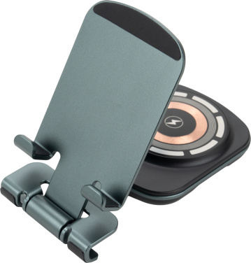 Logo trade business gifts image of: Phone holder with wireless charger