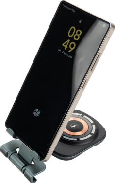 Logo trade promotional merchandise picture of: Phone holder with wireless charger