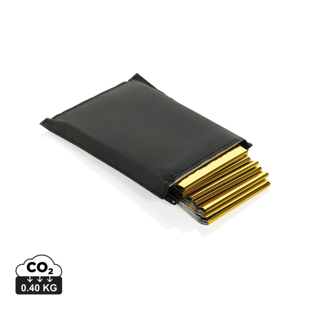 Logo trade business gifts image of: Solra emergency blanket in RCS recycled RPET pouch