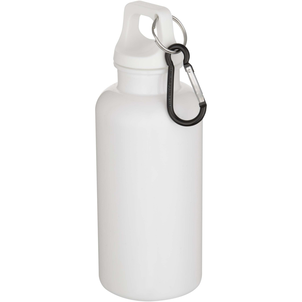 Logo trade promotional giveaways picture of: Oregon 400 ml solid colour RCS recycled plastic water bottle with carabiner
