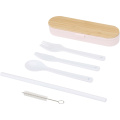 Runa cutlery set with bamboo lid, Light pink