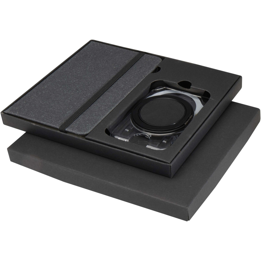 Logo trade promotional merchandise picture of: Kern A6 hard cover notebook and MagSafe wallet gift set