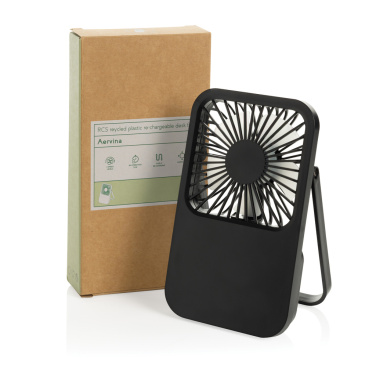 Logo trade promotional item photo of: Aervina RCS recycled plastic re-chargeable desk fan