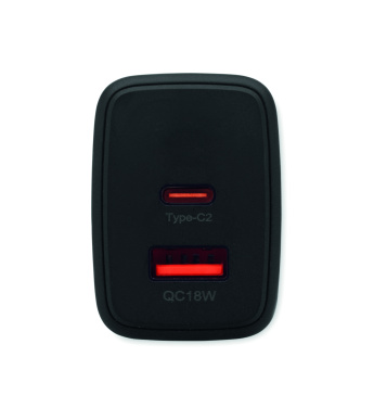 Logo trade promotional gifts picture of: EU 2-pole wall adapter/charger