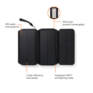 Logotrade corporate gift image of: Nordic Drift Titan 10.000mAh solar powerbank with 3 panels
