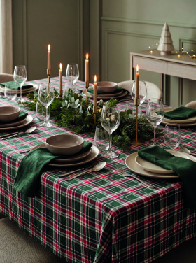 Logo trade promotional product photo of: Chequer cotton tablecloth set