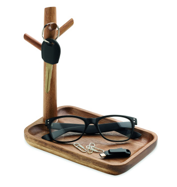 Logo trade promotional merchandise photo of: Acacia wood key tray holder