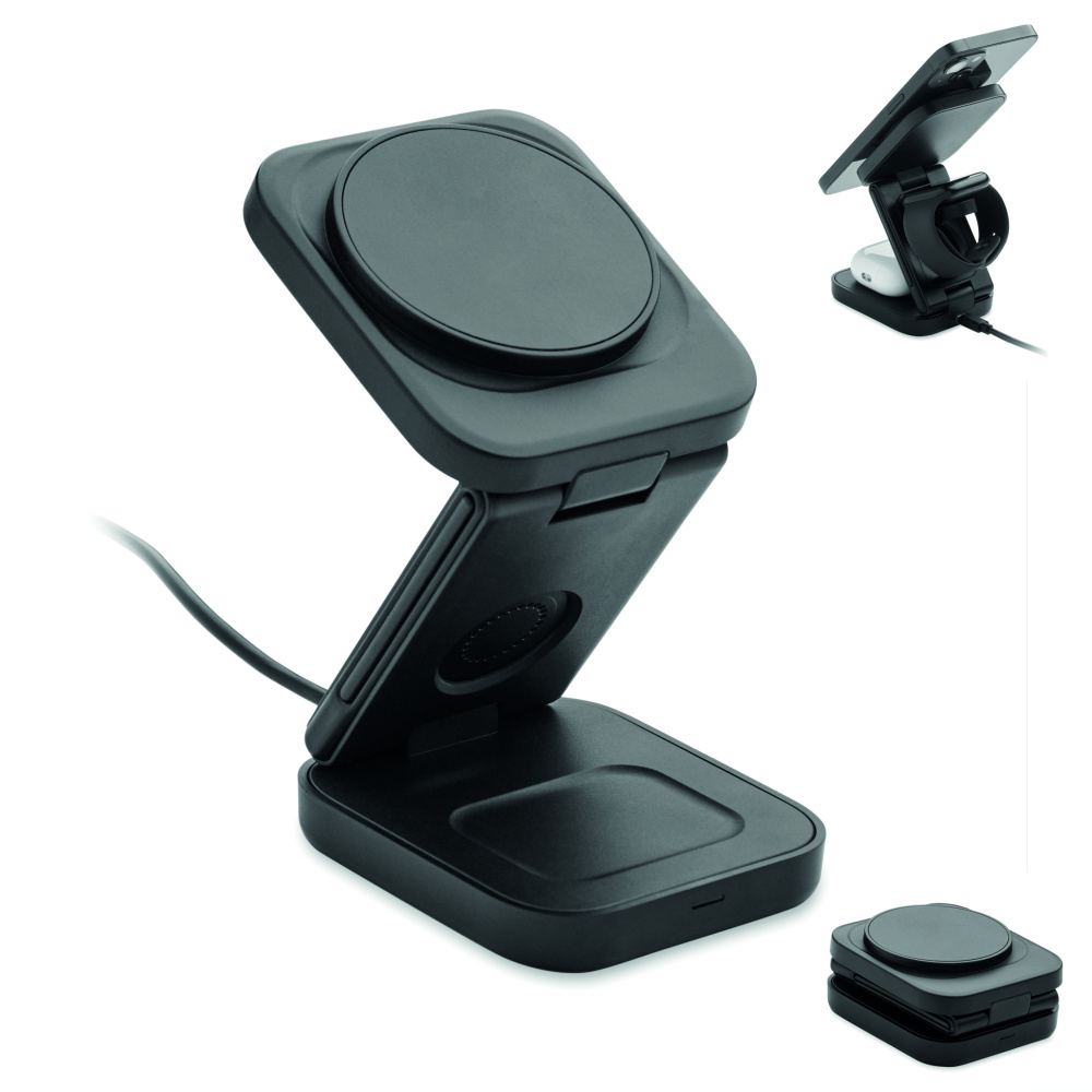 Logo trade corporate gifts image of: 3in1 foldable charging station
