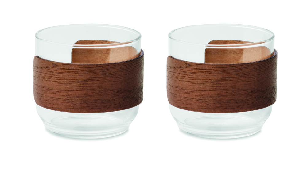 Logotrade corporate gift picture of: Coffee glass set walnut grip