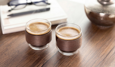 Logotrade promotional product picture of: Coffee glass set walnut grip