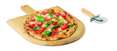 Logo trade promotional gift photo of: Bamboo pizza board & cutter