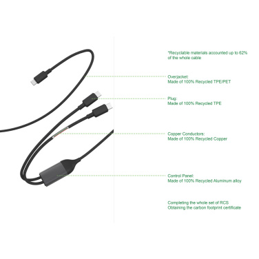 Logo trade promotional giveaway photo of: Terra 100W RCS Dual USB C output cable